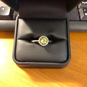 Beautiful Sterling Silver Genuine Peridot (August Birthstone) and Diamond
